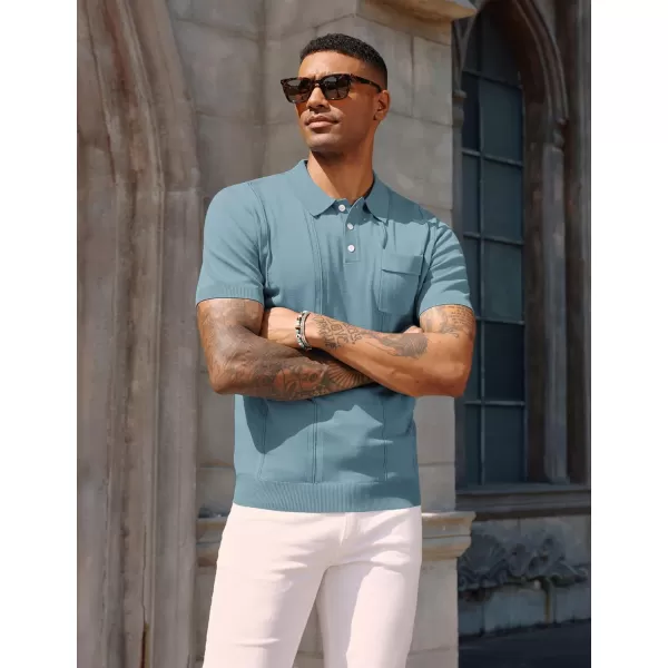 PJ PAUL JONES Mens Polo Shirts Short Sleeve Summer Knit Polo Shirt with Chest Pocket