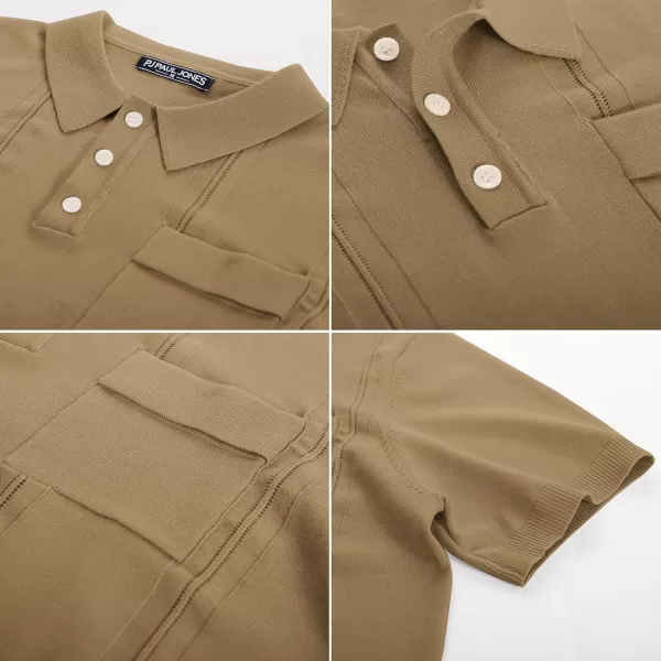 PJ PAUL JONES Mens Polo Shirts Short Sleeve Summer Knit Polo Shirt with Chest Pocket