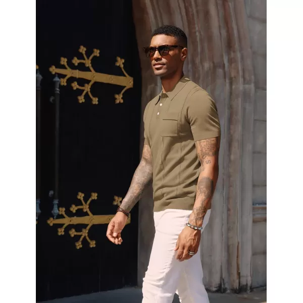 PJ PAUL JONES Mens Polo Shirts Short Sleeve Summer Knit Polo Shirt with Chest Pocket