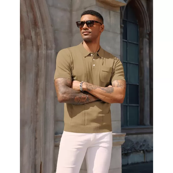 PJ PAUL JONES Mens Polo Shirts Short Sleeve Summer Knit Polo Shirt with Chest Pocket