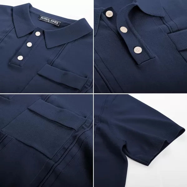 PJ PAUL JONES Mens Polo Shirts Short Sleeve Summer Knit Polo Shirt with Chest Pocket
