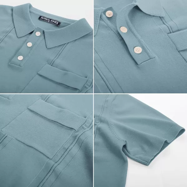 PJ PAUL JONES Mens Polo Shirts Short Sleeve Summer Knit Polo Shirt with Chest Pocket