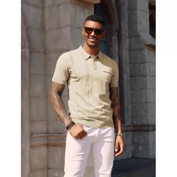 PJ PAUL JONES Mens Polo Shirts Short Sleeve Summer Knit Polo Shirt with Chest Pocket
