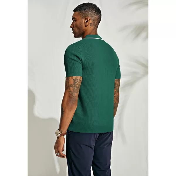 PJ PAUL JONES Men's Quarter Zip Polo Shirts Contrast Collar Knit Polo Shirt Short Sleeve Polos