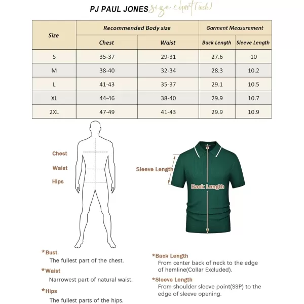 PJ PAUL JONES Men's Quarter Zip Polo Shirts Contrast Collar Knit Polo Shirt Short Sleeve Polos