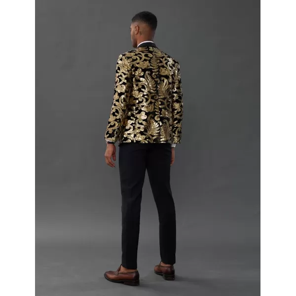PJ PAUL JONES Mens Sequins Tuxedo Jacket Shawl Lapel Suit Jackets Elegant Velvet Blazer for Dinner, Prom, Party