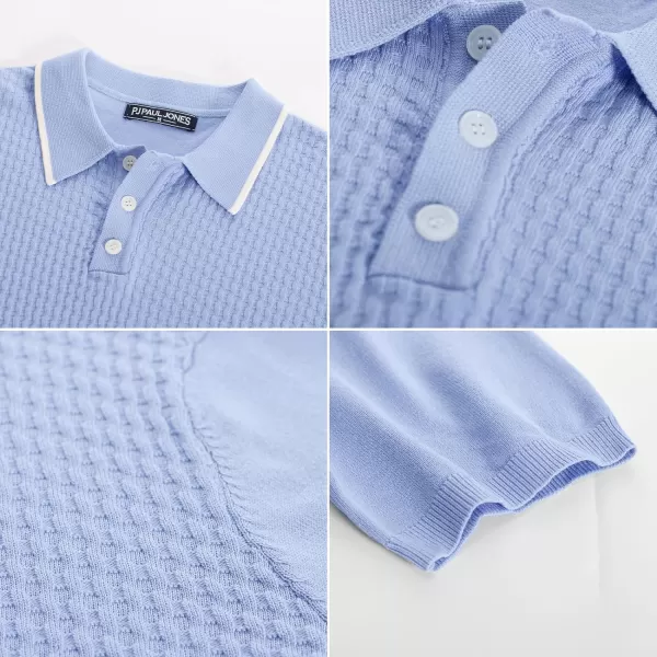 PJ PAUL JONES Men's Short Sleeve Knit Polo Shirts Waffle Texture Knit Shirt