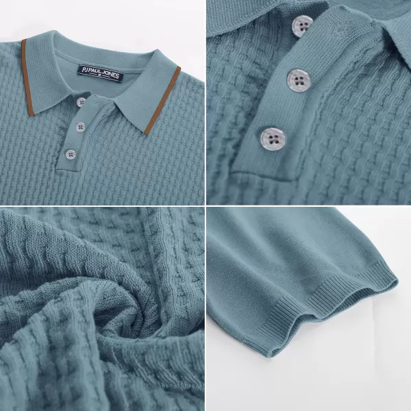 PJ PAUL JONES Men's Short Sleeve Knit Polo Shirts Waffle Texture Knit Shirt