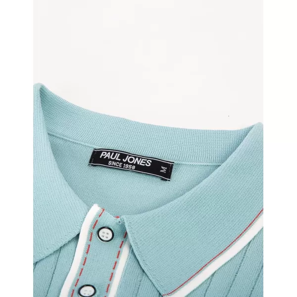 PJ PAUL JONES Men's Short Sleeve Knitted Polo Shirts Vintage Button-Up Summer Polo Shirt