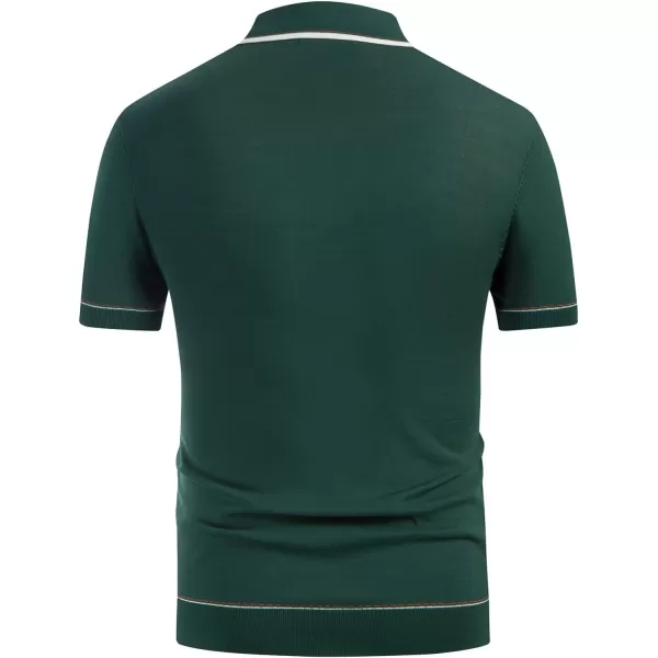 PJ PAUL JONES Men's Short Sleeve Knitted Polo Shirts Vintage Button-Up Summer Polo Shirt