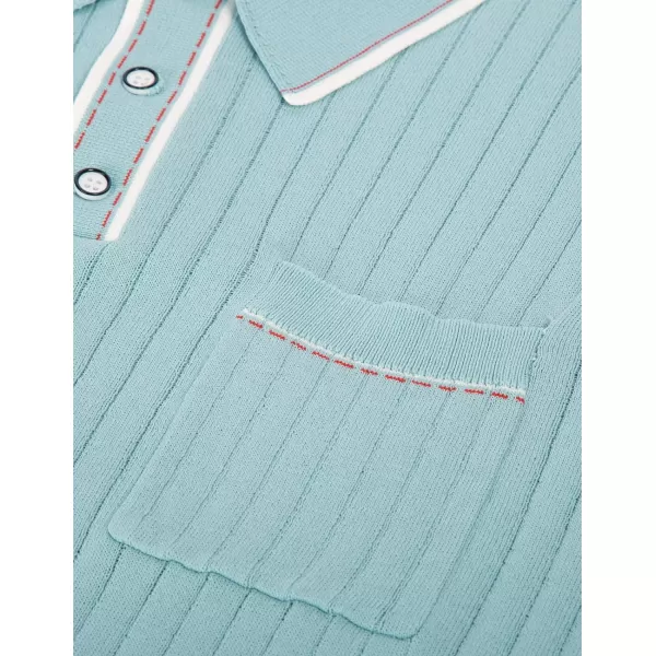PJ PAUL JONES Men's Short Sleeve Knitted Polo Shirts Vintage Button-Up Summer Polo Shirt