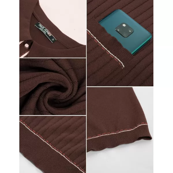 PJ PAUL JONES Men's Short Sleeve Knitted Polo Shirts Vintage Button-Up Summer Polo Shirt