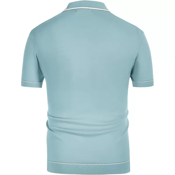 PJ PAUL JONES Men's Short Sleeve Knitted Polo Shirts Vintage Button-Up Summer Polo Shirt