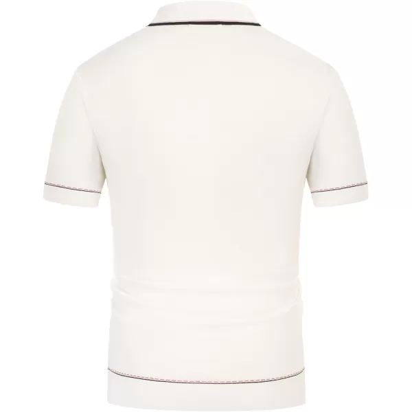 PJ PAUL JONES Men's Short Sleeve Knitted Polo Shirts Vintage Button-Up Summer Polo Shirt