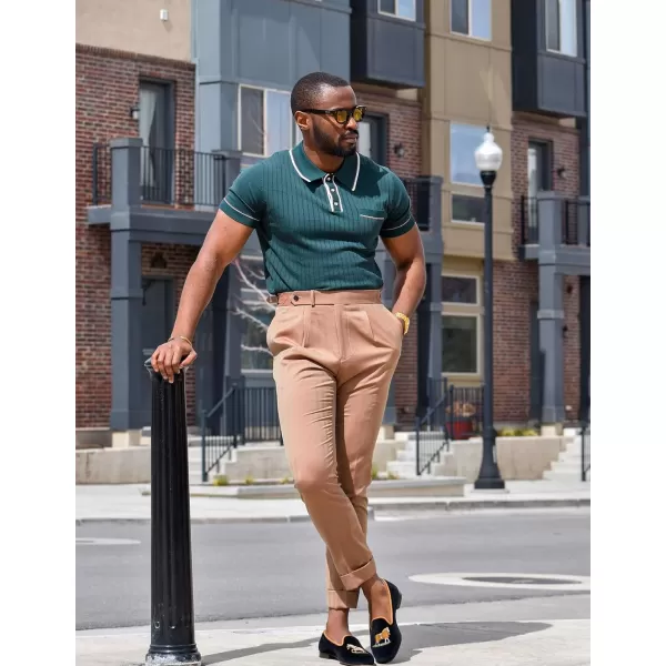 PJ PAUL JONES Men's Short Sleeve Knitted Polo Shirts Vintage Button-Up Summer Polo Shirt