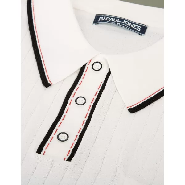 PJ PAUL JONES Men's Short Sleeve Knitted Polo Shirts Vintage Button-Up Summer Polo Shirt