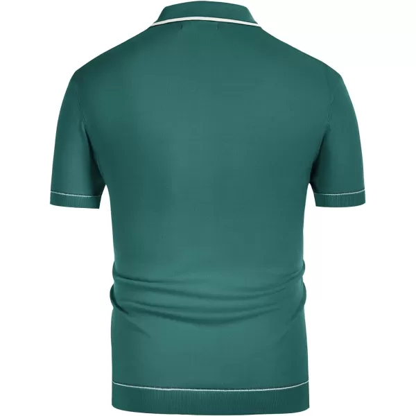 PJ PAUL JONES Men's Short Sleeve Knitted Polo Shirts Vintage Button-Up Summer Polo Shirt