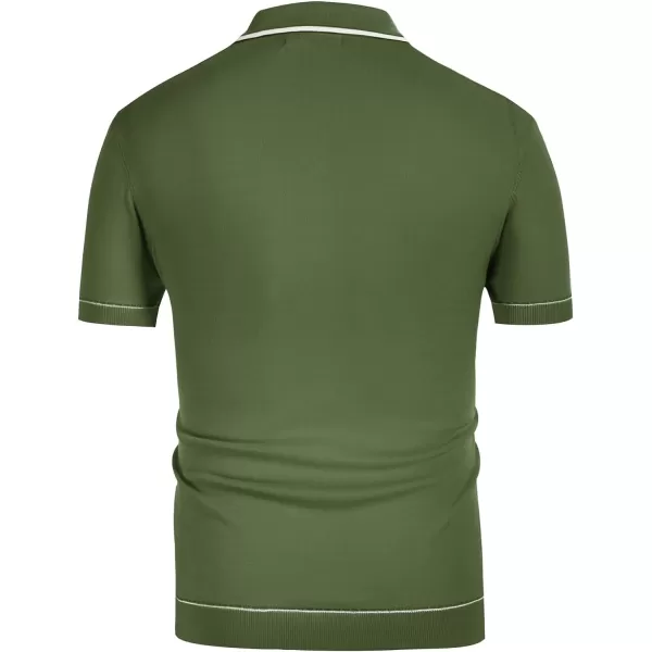 PJ PAUL JONES Men's Short Sleeve Knitted Polo Shirts Vintage Button-Up Summer Polo Shirt