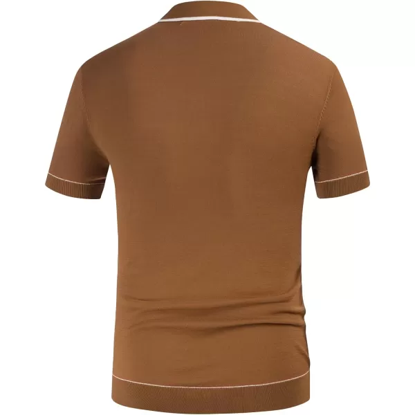 PJ PAUL JONES Men's Short Sleeve Knitted Polo Shirts Vintage Button-Up Summer Polo Shirt