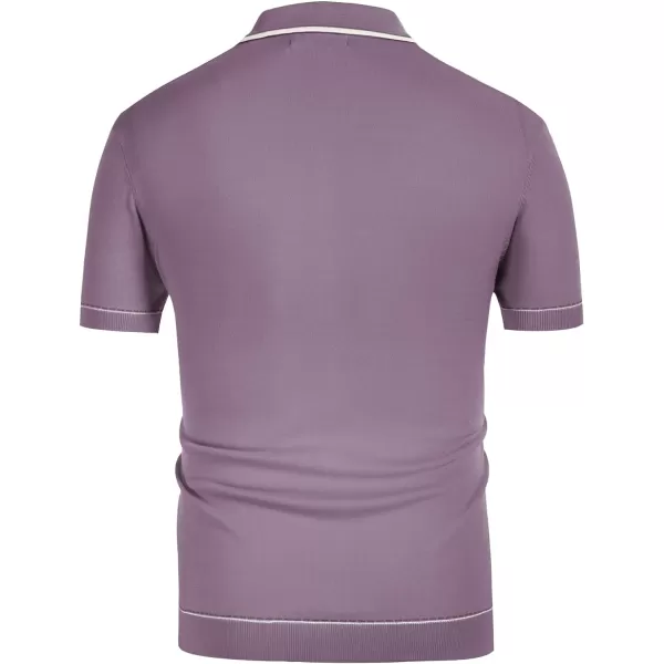 PJ PAUL JONES Men's Short Sleeve Knitted Polo Shirts Vintage Button-Up Summer Polo Shirt