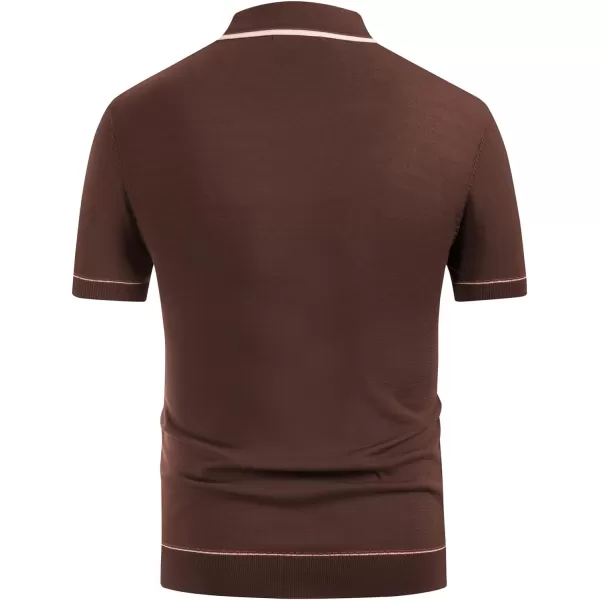 PJ PAUL JONES Men's Short Sleeve Knitted Polo Shirts Vintage Button-Up Summer Polo Shirt