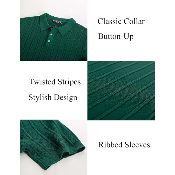 PJ PAUL JONES Mens Vintage Knit Polo Shirts Short Sleeve Twisted Retro Golf Shirt