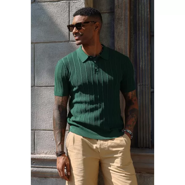PJ PAUL JONES Mens Vintage Knit Polo Shirts Short Sleeve Twisted Retro Golf Shirt
