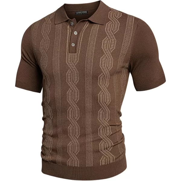 PJ PAUL JONES Mens Vintage Polo Shirts Casual Pattern Knit Golf Polo Shirts