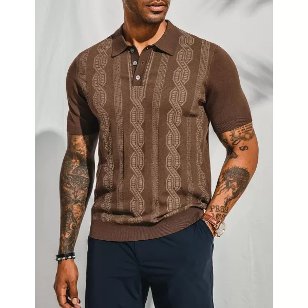 PJ PAUL JONES Mens Vintage Polo Shirts Casual Pattern Knit Golf Polo Shirts