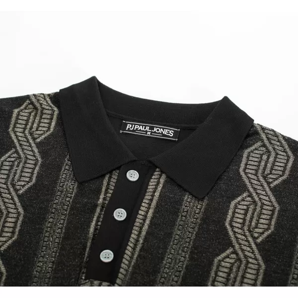 PJ PAUL JONES Mens Vintage Polo Shirts Casual Pattern Knit Golf Polo Shirts