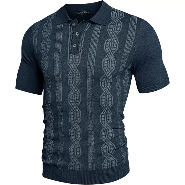 PJ PAUL JONES Mens Vintage Polo Shirts Casual Pattern Knit Golf Polo Shirts