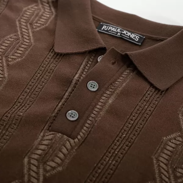 PJ PAUL JONES Mens Vintage Polo Shirts Casual Pattern Knit Golf Polo Shirts