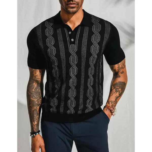 PJ PAUL JONES Mens Vintage Polo Shirts Casual Pattern Knit Golf Polo Shirts