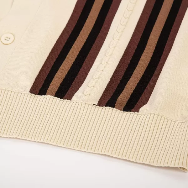 PJ PAUL JONES Mens Vintage Striped Polo Shirts Button Front Knit Polo T Shirt