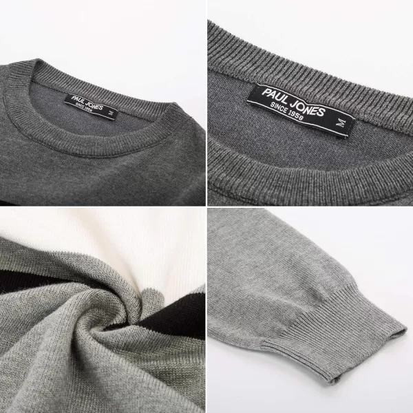 PJ Paul Jones Mens Striped Pullover Sweater Crewneck Contrast Fine Knitted Sweaters