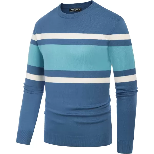 PJ Paul Jones Mens Striped Pullover Sweater Crewneck Contrast Fine Knitted Sweaters
