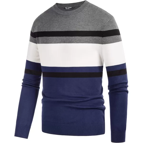 PJ Paul Jones Mens Striped Pullover Sweater Crewneck Contrast Fine Knitted Sweaters