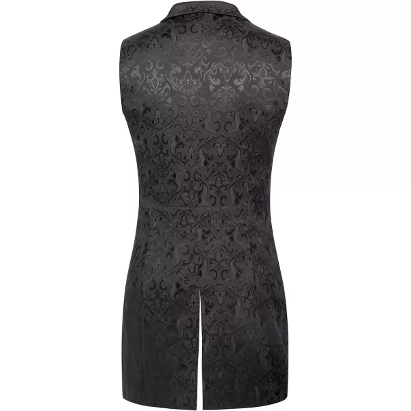 Paul Jones Mens Gothic Steampunk Double Breasted Vest Brocade Waistcoat