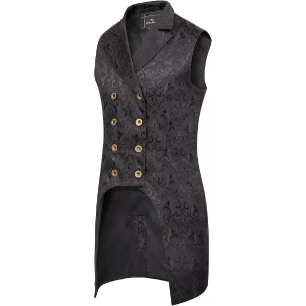 Paul Jones Mens Gothic Steampunk Double Breasted Vest Brocade Waistcoat