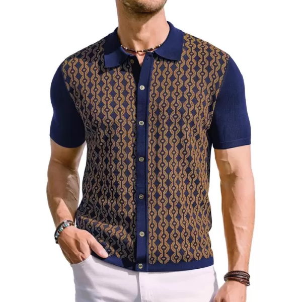 PJ PAUL JONES Men's Contrast 70s Vintage Polo Shirts Short Sleeve Knitwear