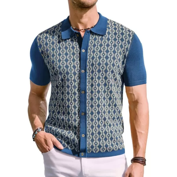 PJ PAUL JONES Men's Contrast 70s Vintage Polo Shirts Short Sleeve Knitwear
