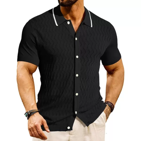 PJ PAUL JONES Men's Knit Button Down Shirts Vintage Polo Shirts Casual Beach Shirts