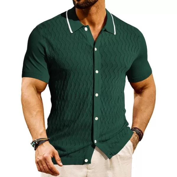 PJ PAUL JONES Men's Knit Button Down Shirts Vintage Polo Shirts Casual Beach Shirts