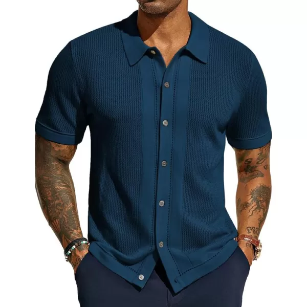 PJ PAUL JONES Mens Knit Polo Shirts Short Sleeve Vintage Button Down Shirt Casual Beah Tops