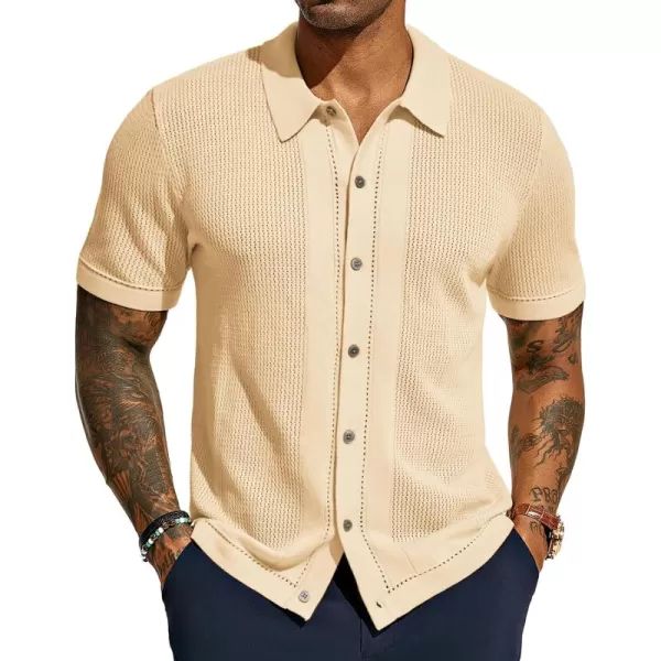 PJ PAUL JONES Mens Knit Polo Shirts Short Sleeve Vintage Button Down Shirt Casual Beah Tops