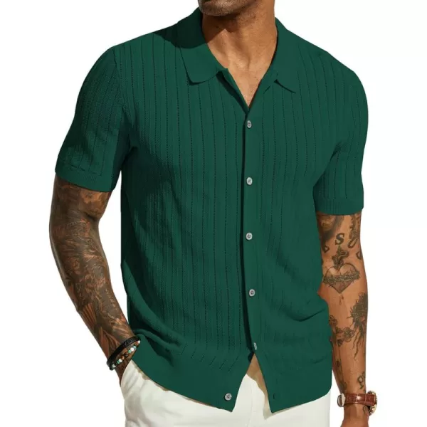PJ PAUL JONES Mens Knit Shirt Short Sleeve Summer Hollow Out Shirt Beach Button Down Shirt