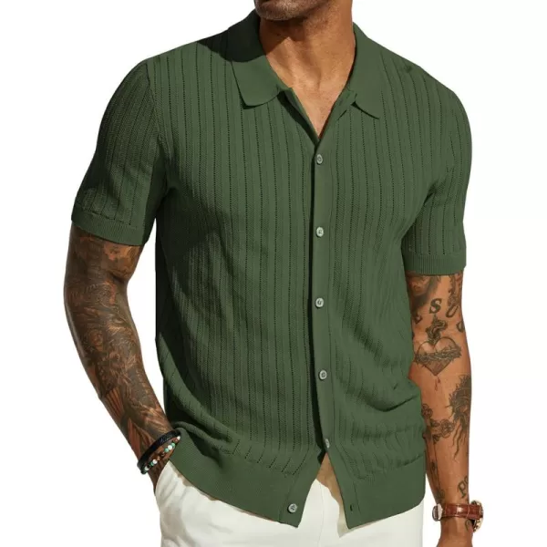 PJ PAUL JONES Mens Knit Shirt Short Sleeve Summer Hollow Out Shirt Beach Button Down Shirt