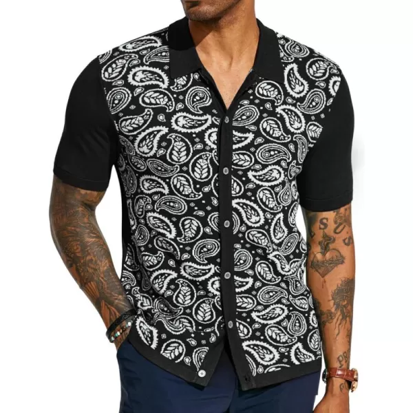 PJ PAUL JONES Mens Paisley Retro Shirts Short Sleeve Polo Shirts