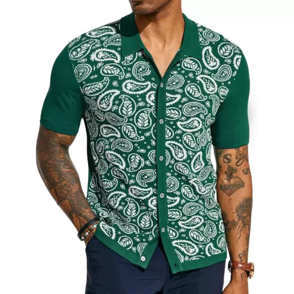 PJ PAUL JONES Mens Paisley Retro Shirts Short Sleeve Polo Shirts