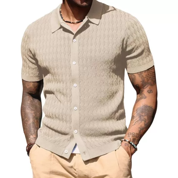 PJ PAUL JONES Mens Polo Shirt Knit Textured Short Sleeve Golf Shirt Button Down Knitwear